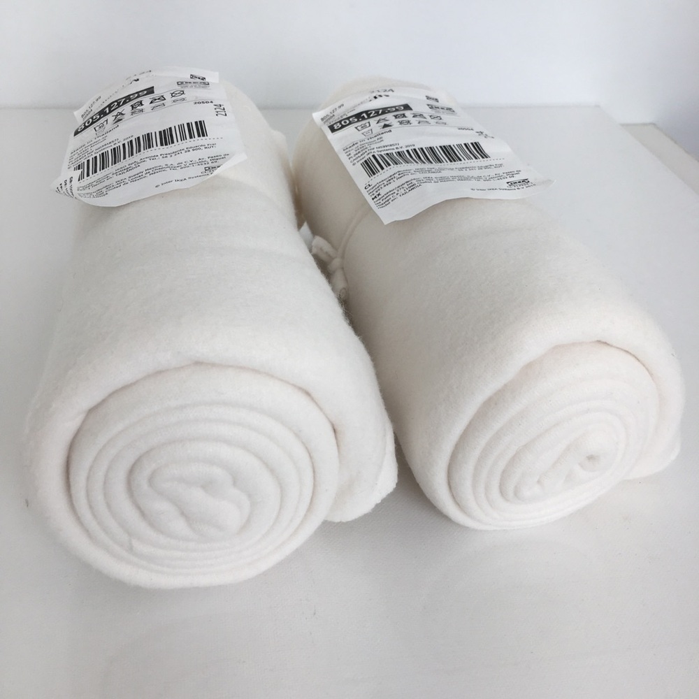 IKEA Thorgun Blanket White NEW Bundle of 2  Soft Cozy Fleece Throw Blankets NWT - Picture 7 of 15